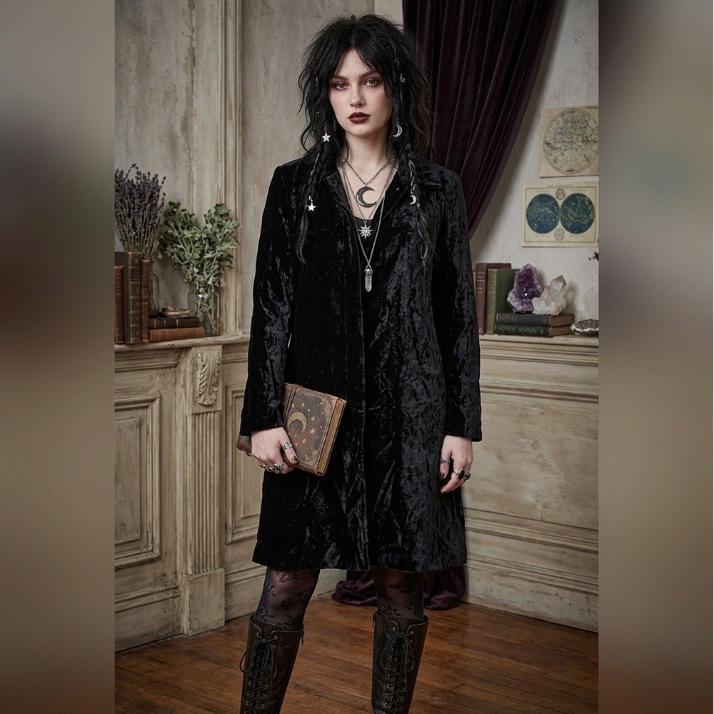 Black Velvet Whimsigoth Coat XS Ren Faire Gothic Victorian Fairy Grunge Witchy